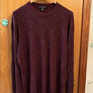Jhane Barnes Men's Textured Burgundy Crewneck Sweater